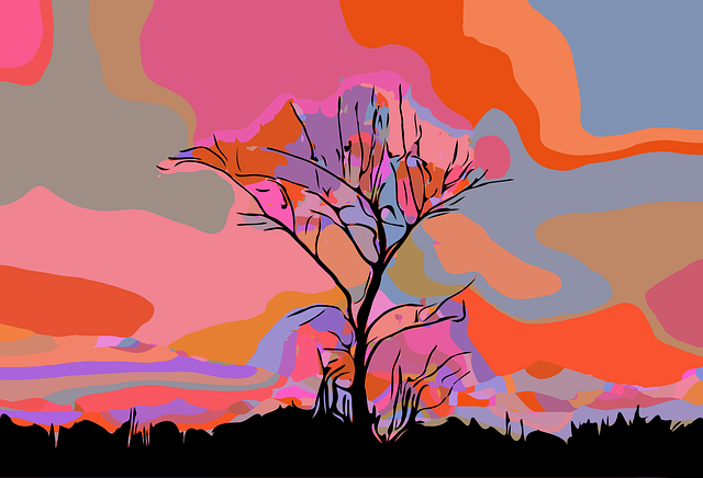 Free tree landscape abstract vector
