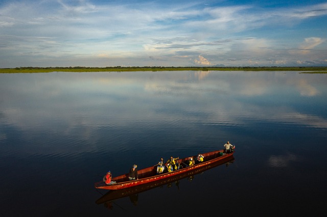 Colombia, Lago, Bote, Paisaje, Pesca