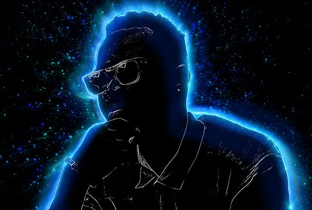 Free illuminated man futuristic illustration