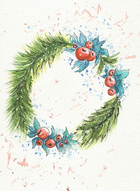 Free flower wreath berries illustration