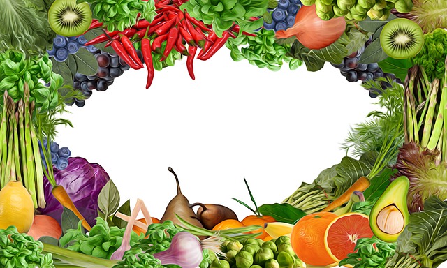 Free vegetables fruits frame illustration