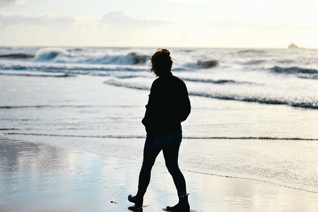 Sonnenuntergang, Strand, Frau, Laufen