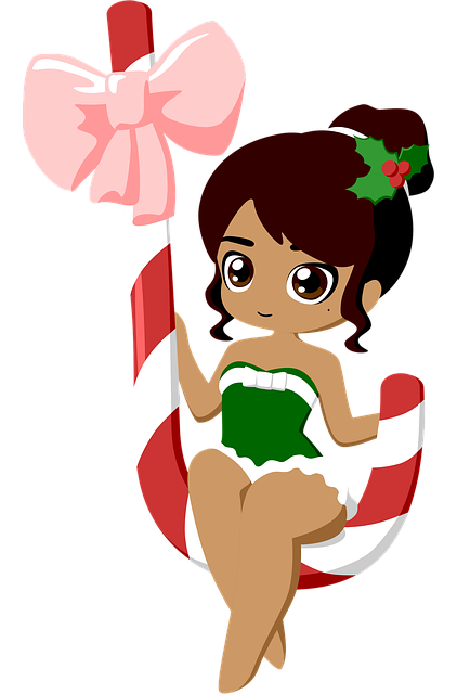 Free girl candycane cartoon illustration