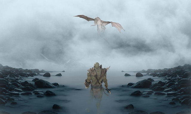 Free warrior dragon fantasy illustration