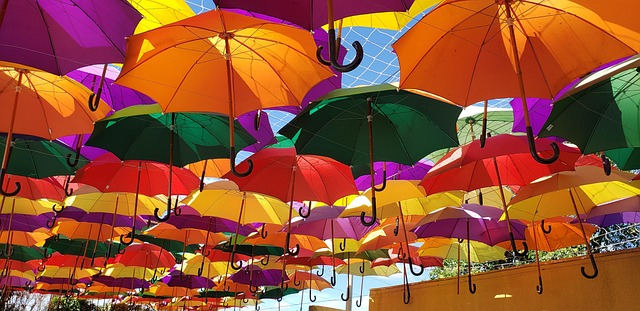 Tableau Toile Parapluies Colorés – 76,2 X 50,8 Cm, Impression Art Murale, Prêt à Accrocher