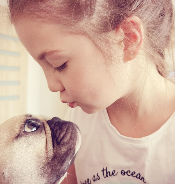 Mädchen, Kind, Hund, Haustier, Liebe