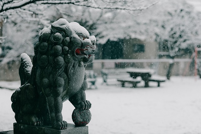 Løve, Natur, Statue, Vinter, Sæson