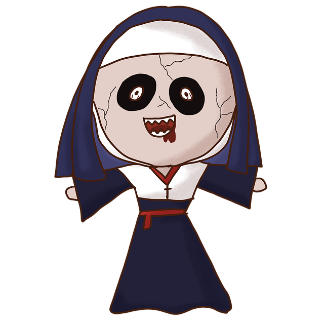 Free nun ghost halloween illustration