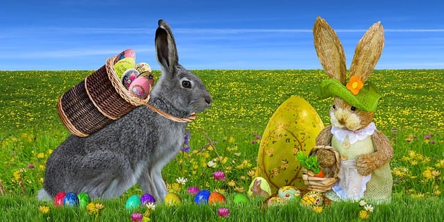 Free easter rabbit eggs illustration