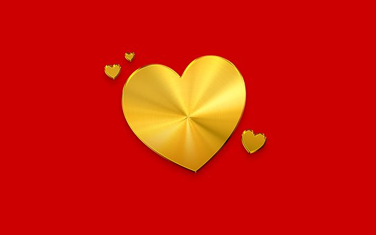 Elsker, Hjerte, Guld, Form, Symbol