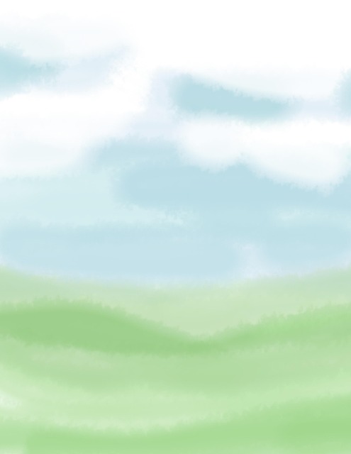 Himmel, Gras, Aquarell, Farbe, Grün