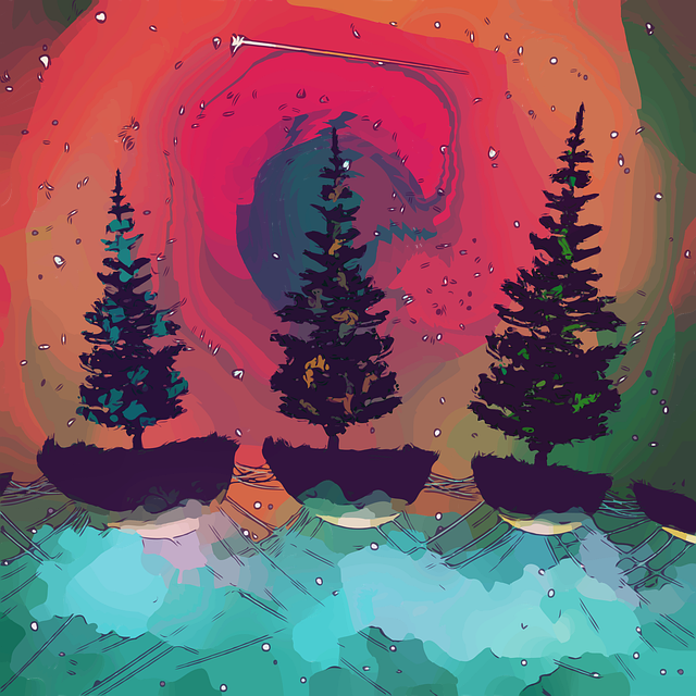 Free trees fantasy space vector