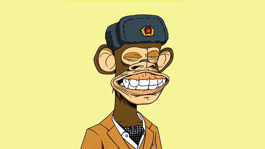 Russian Military Cap, Monkey, Cartoon