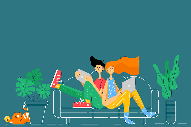 Free young boys couple illustration
