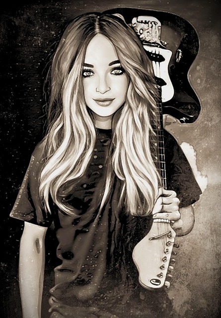 Gitarre, Porträt, Frau, Musik, Felsen