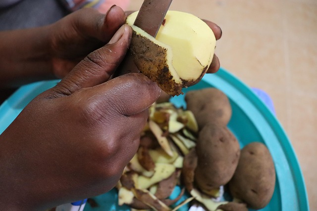 Free Potatoes Peeling photo and picture