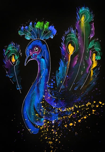 Free peacock bird phosphor glow illustration