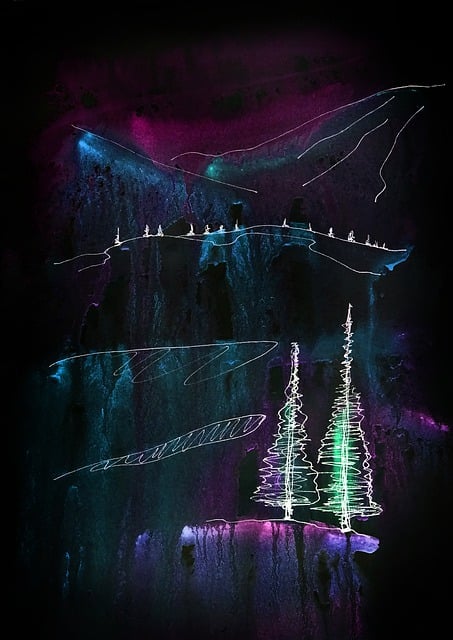 Free mountains drawing night illustration