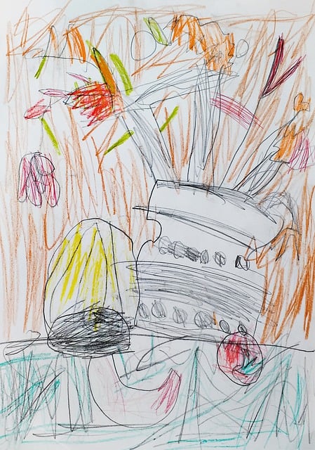 Blumen, Vase, Zeichnung, Kunst