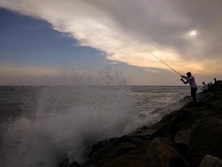 Pescador, Kerala, Oceano, Onda