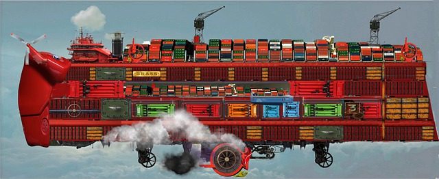 Free airship steampunk fantasy illustration