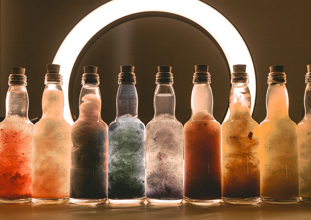 nebula bottles, galaxy bottles, colorful bottles, bottles, glitter, nebula