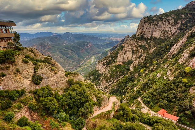 barcelona, nature, monastery, mountain, spain, montserrat, landscape, tourism, mountain peak