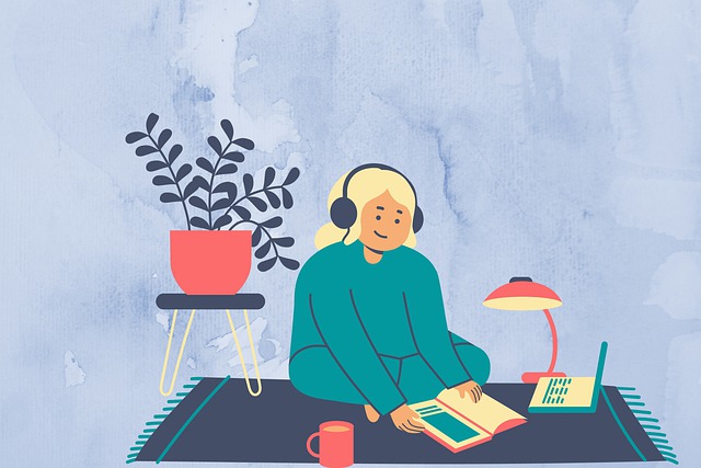 Free girl studying book illustration