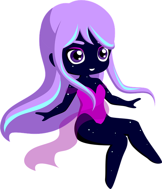 Free girl galaxy space illustration
