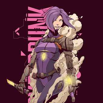 Cyberpunk, Kvinne, Cyborg, Anime
