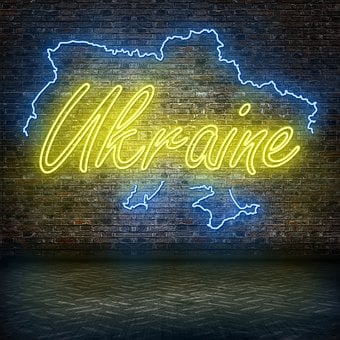 Flag, Neon, Ukraine, Kiev, Ukrainsk