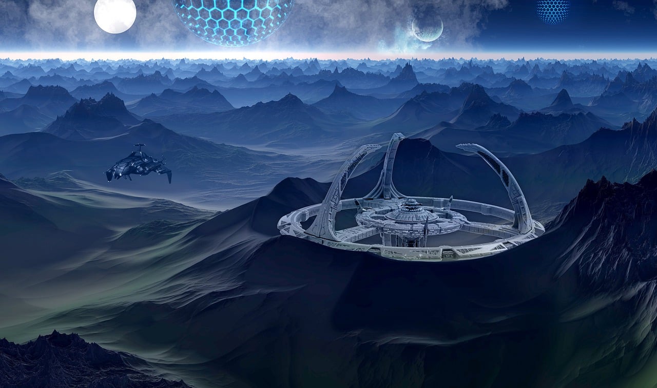 Download Fantastic Space Base Planet Royalty-Free Stock.