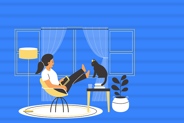 Download free HD stock image of Girl Study Free girl study cat illustration