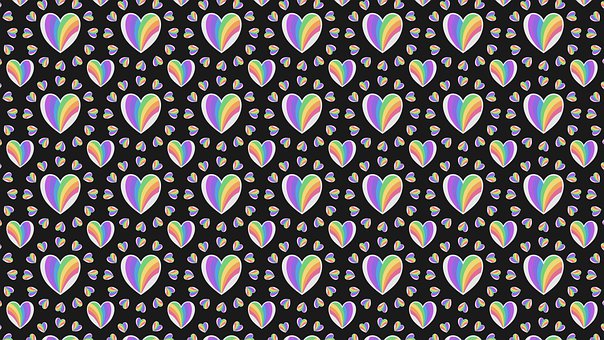 Herzen, Regenbogen, Muster, Stolz, Liebe
