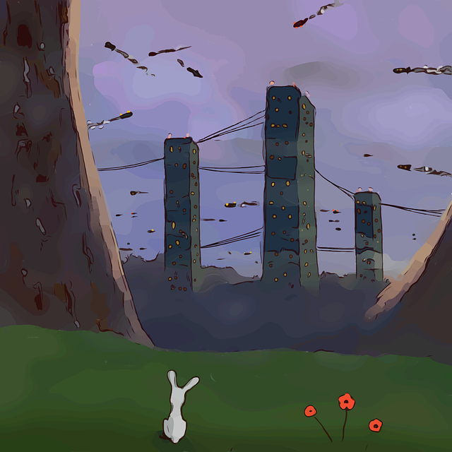 Free bunny sitting city vector