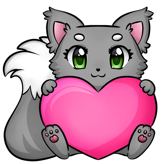 Free kitten cat heart illustration