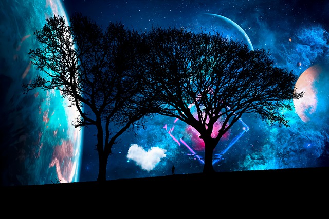 Free trees surreal nature illustration