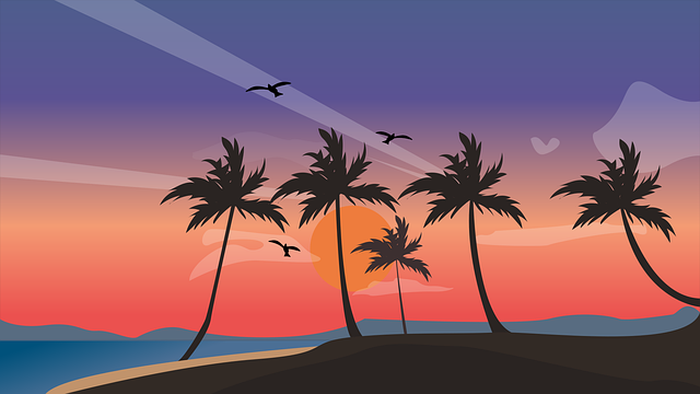 Free beach trees tropical vector