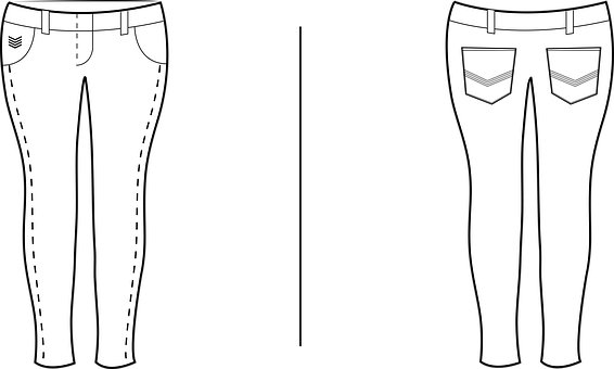 Jeans, Bukser, Denim, Klæde, Skitse