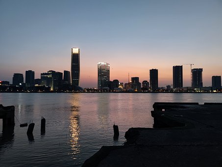 Twilight, Abendrot, City, Gebäude