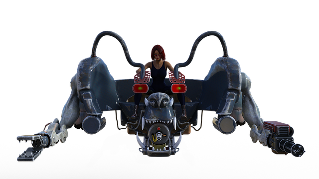 Free woman flying car danger illustration