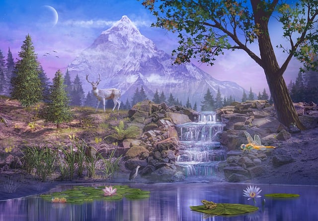 Download free HD stock image of Waterfall Nature Free waterfall nature mountain illustration