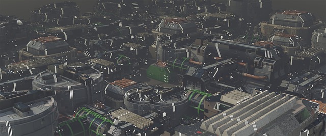 Free sci fi city night illustration