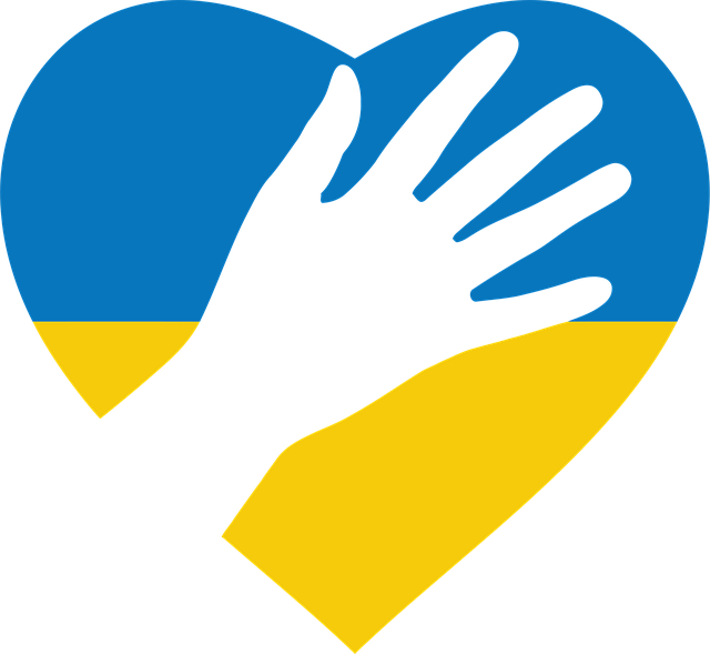 Free ukraine heart hand vector