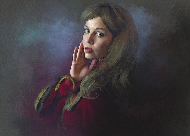 Free woman medieval fashion painting illustration