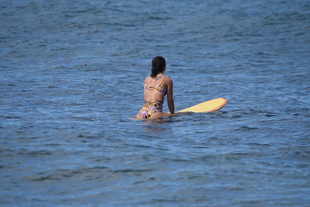 Surfen, Ozean, Meer, Mädchen, Frau