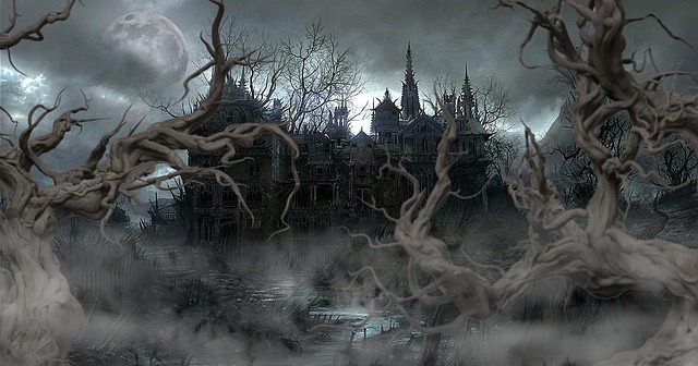 Free haunted horror mansion illustration