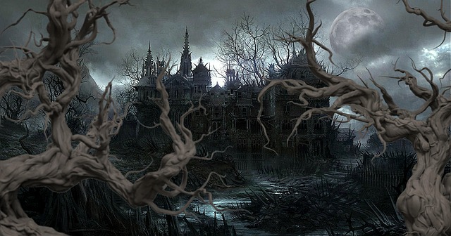 Free haunted horror mansion illustration