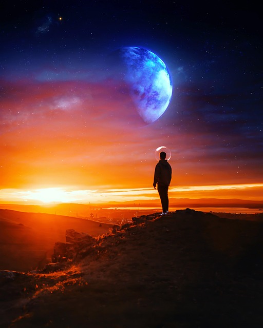 Espaço, Galáxia, Cobrir, Pôr Do Sol