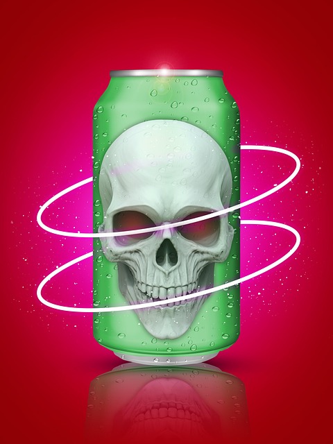 Getränkedose, Schädel, Ellipse, Werbung